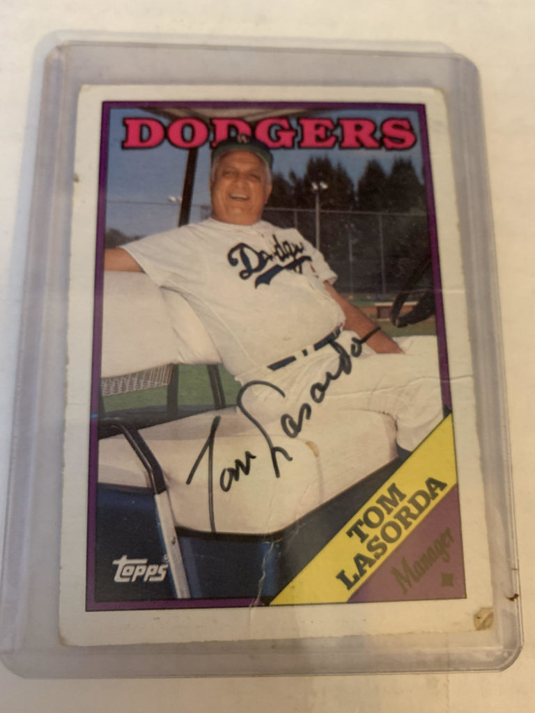 early sports cards memory tommy lasorda signed topps card