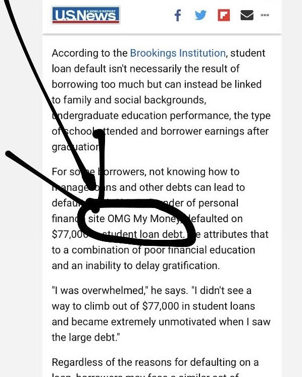 omg my money featured in us news feature about defaulting on $77,000 in student loans